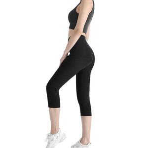 Black High Waisted Tummy Control Cropped Legging NWT